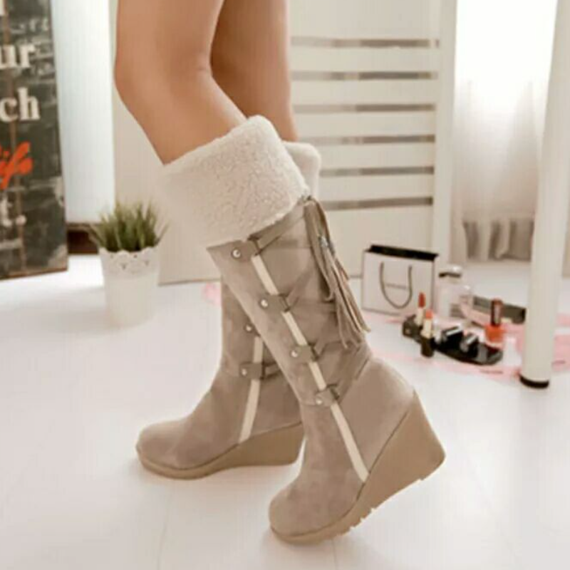 Biruvi | Women's Fur-Lined Wedge Boots