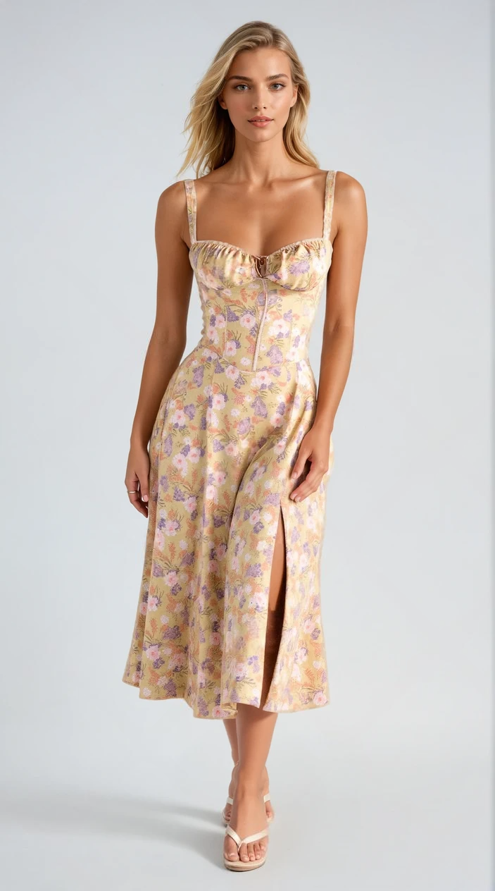 Kianara | Corset Midi Dress With Structured Bodice 0