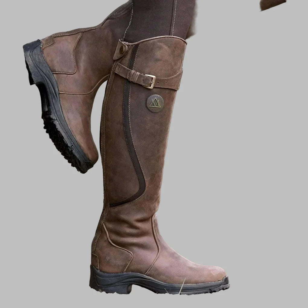 Biruvi | Women’s Knee High Leather Boots With Buckle