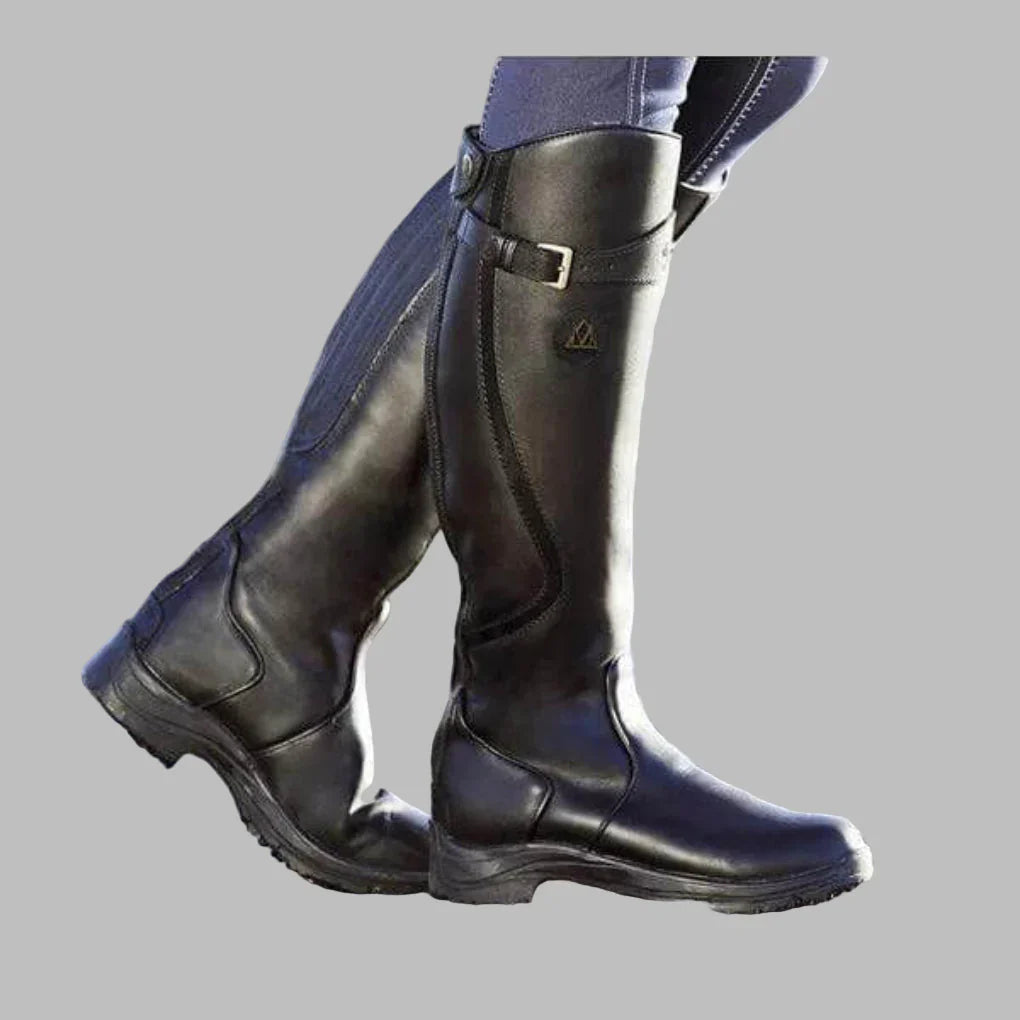 Biruvi | Women’s Knee High Leather Boots With Buckle