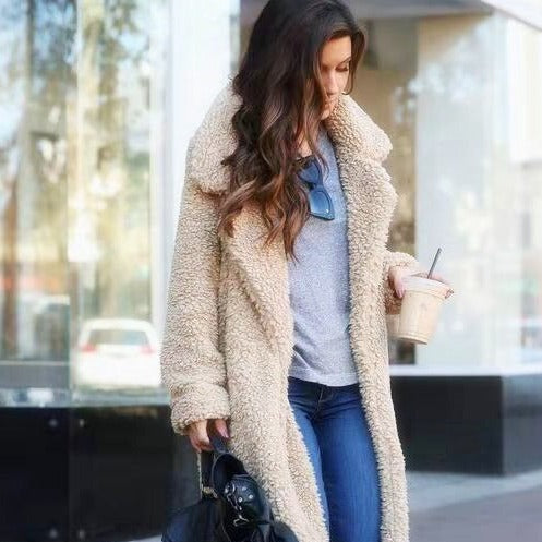 Biruvi | Women’s Long Fleece Teddy Coat