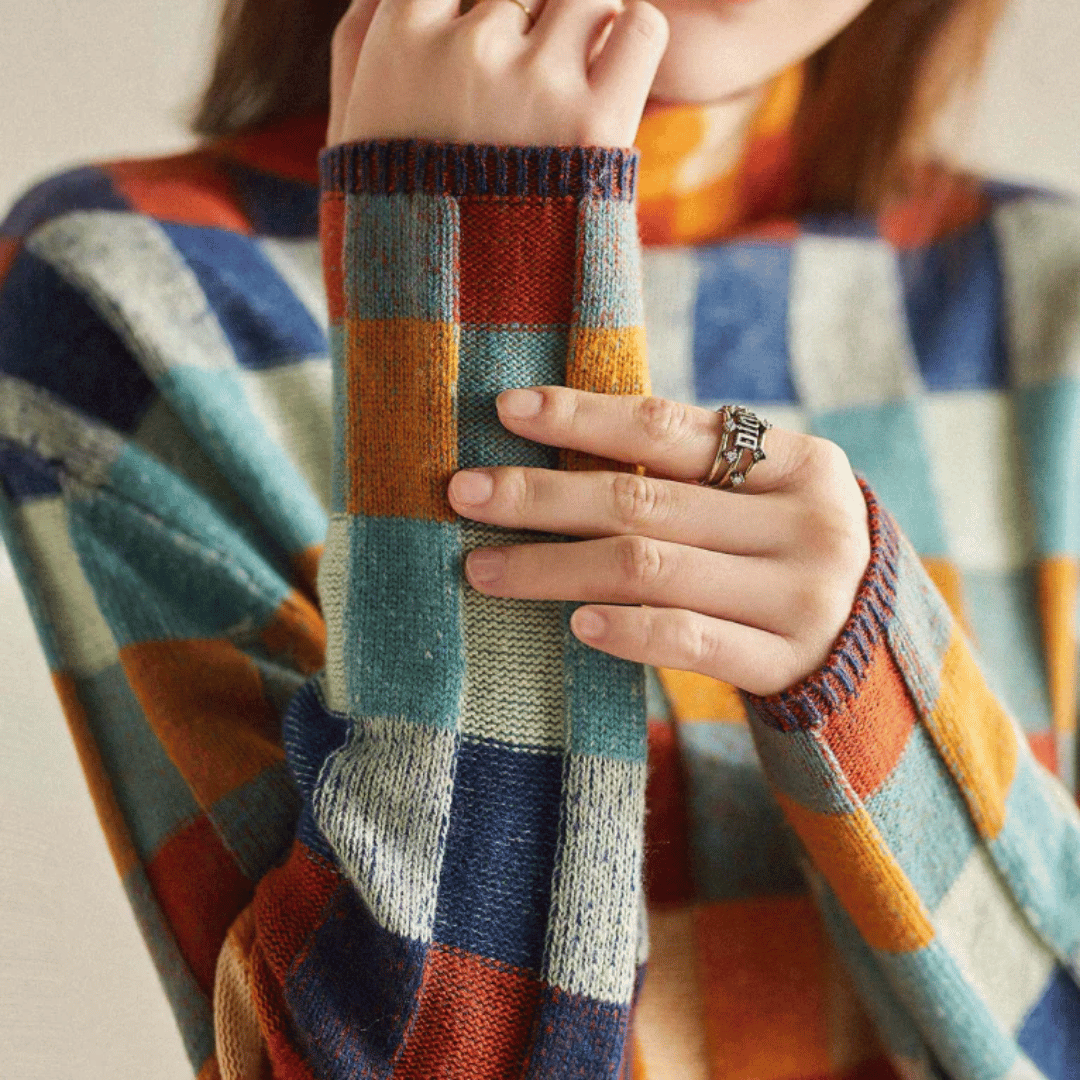 Biruvi | Women’s Multicolor Patchwork Turtleneck