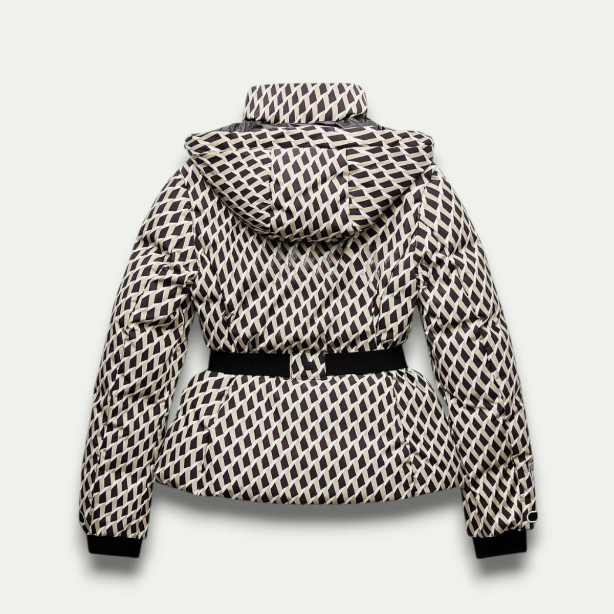Biruvi | Women’s Patterned Belted Puffer Jacket