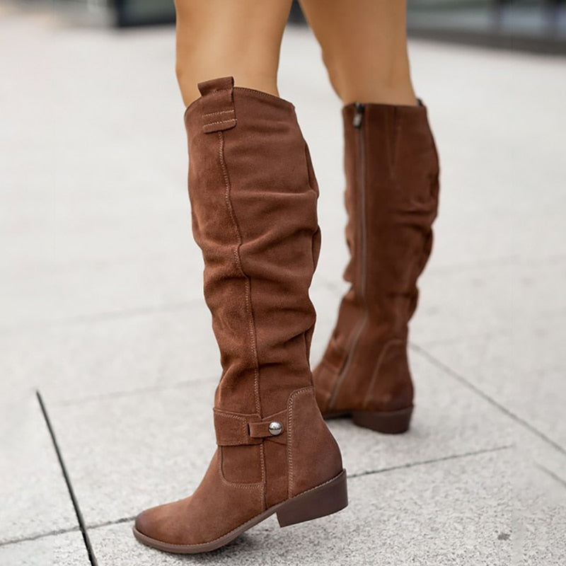 Biruvi | Women’s Side-Zip Buckle Riding Boots