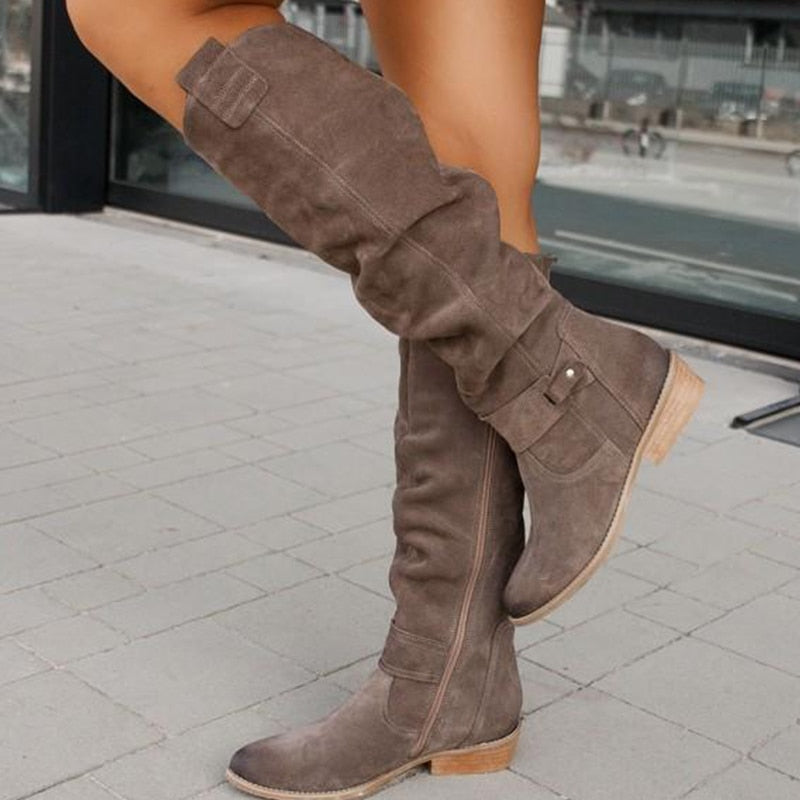 Biruvi | Women’s Side-Zip Buckle Riding Boots