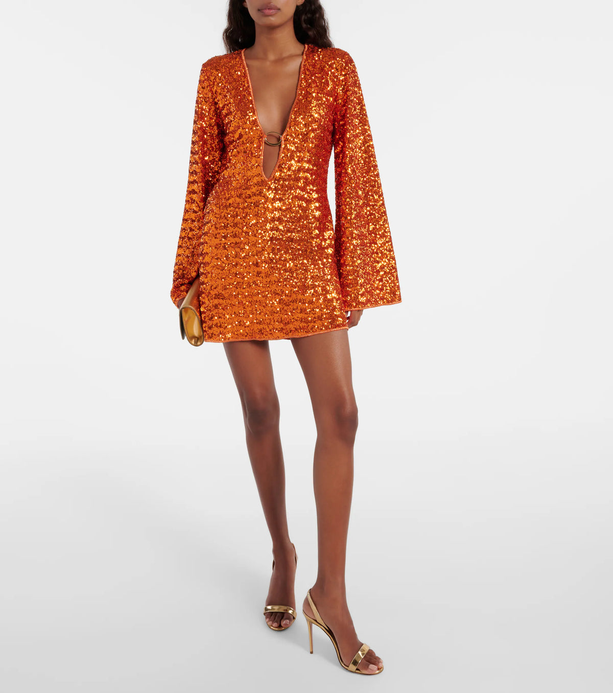 Biruvi | Women’s V-neck Glitter Mini Party Dress