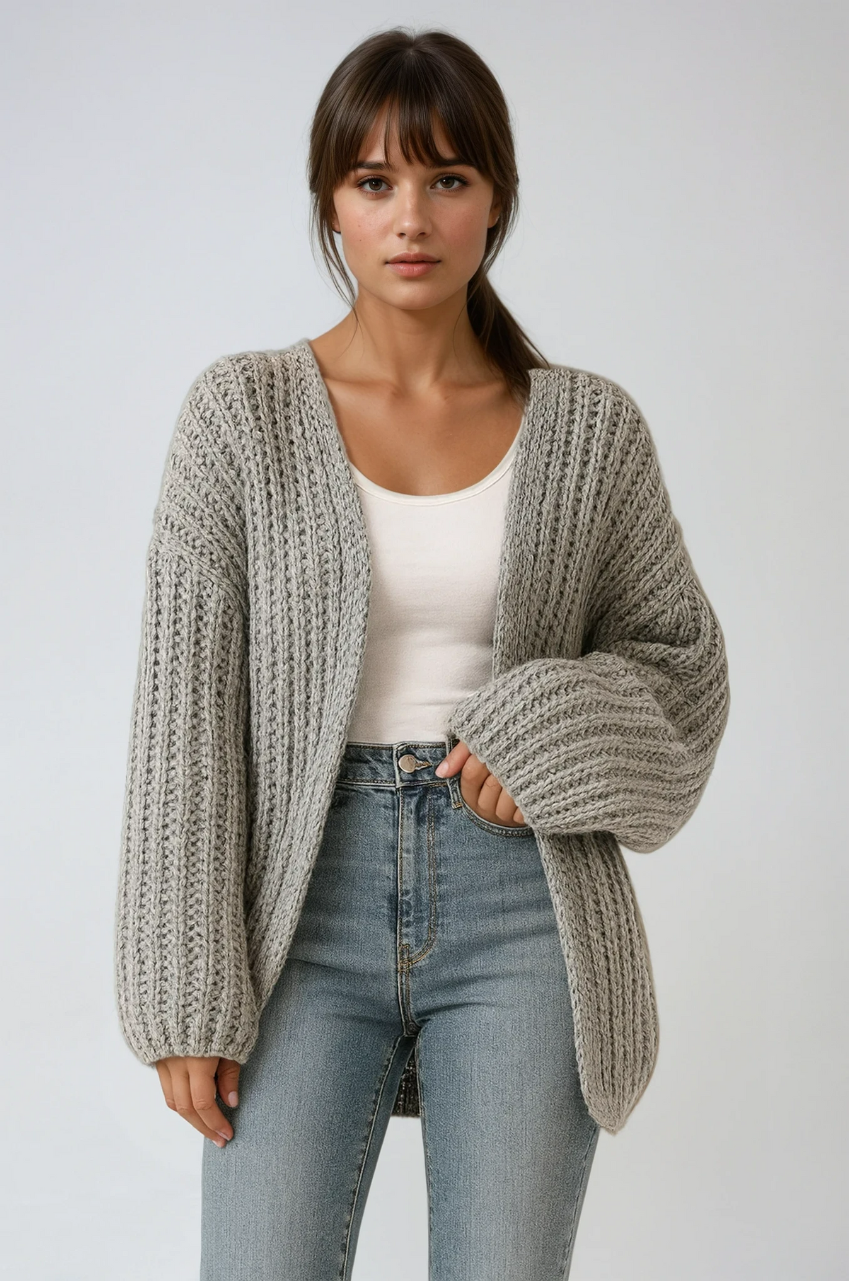 Biruvi | Women’s Chunky Knit Boyfriend Cardigan