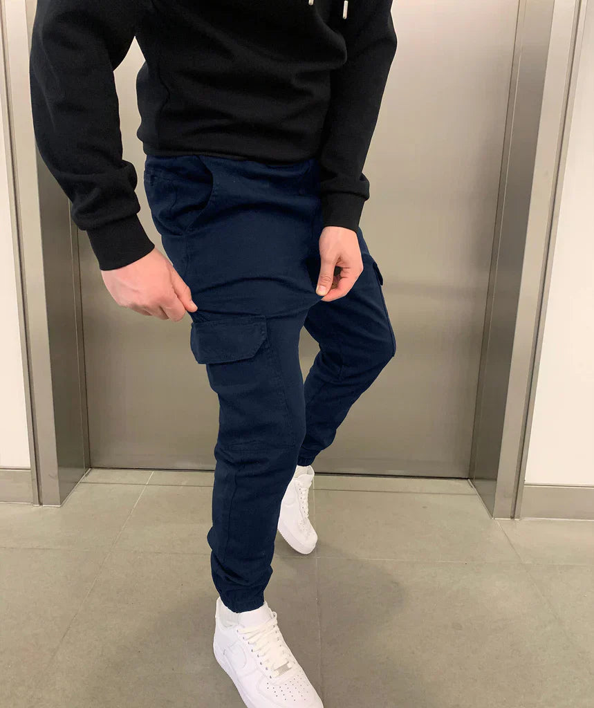 Biruvi | Men’s Cargo Jogger Pants Slim Tapered Fit Adjustable Waist