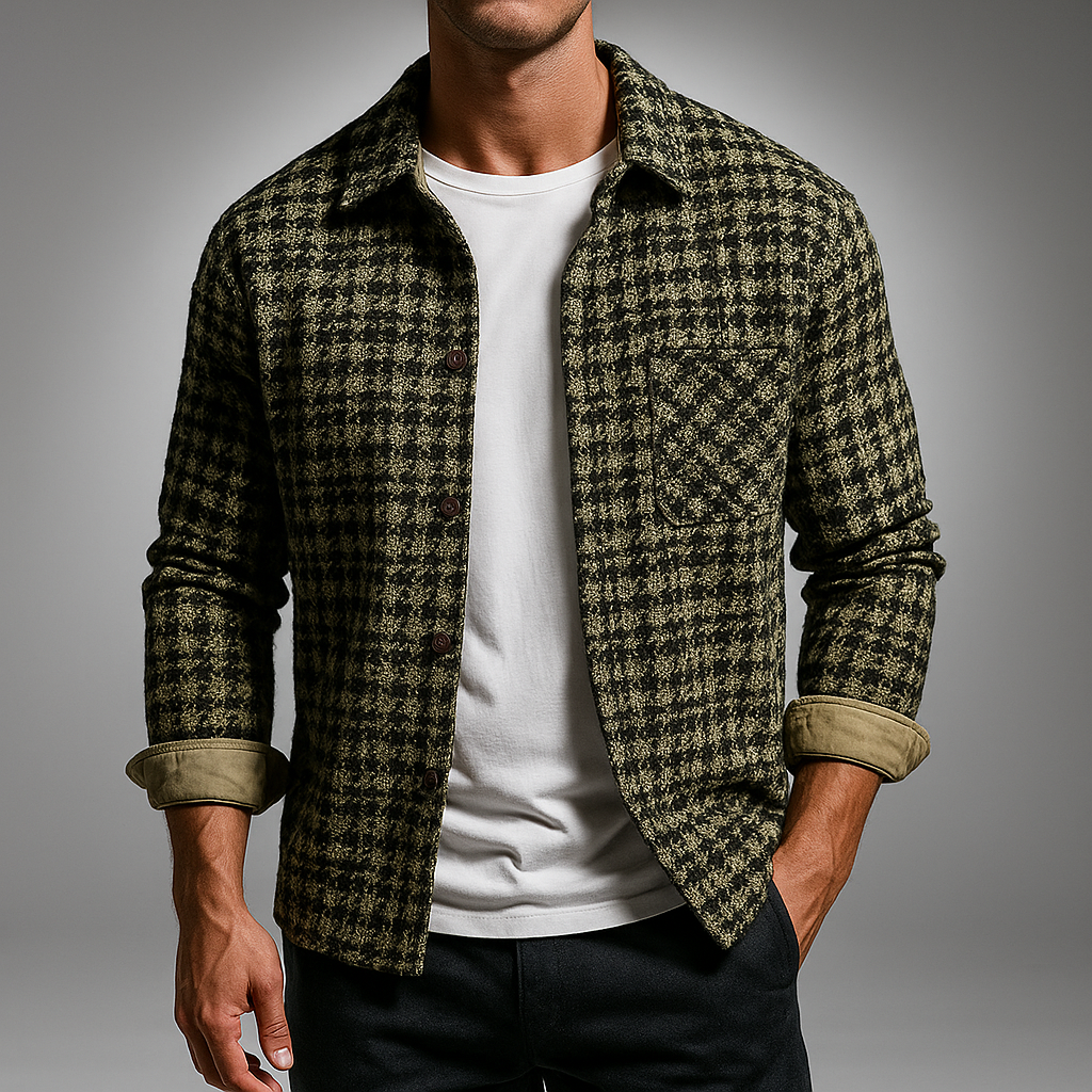 Biruvi | Men’s Organic Cotton Tethered Texture Button-Front Overshirt