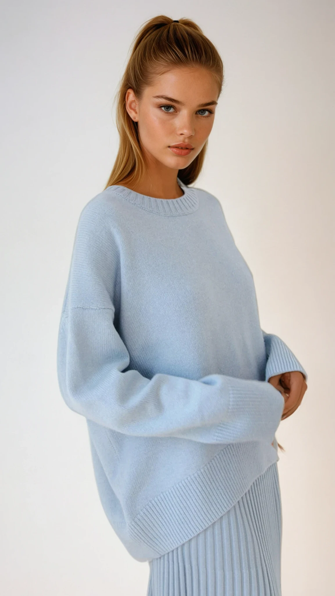 Biruvi | Women’s Oversized Crewneck Knit Sweater