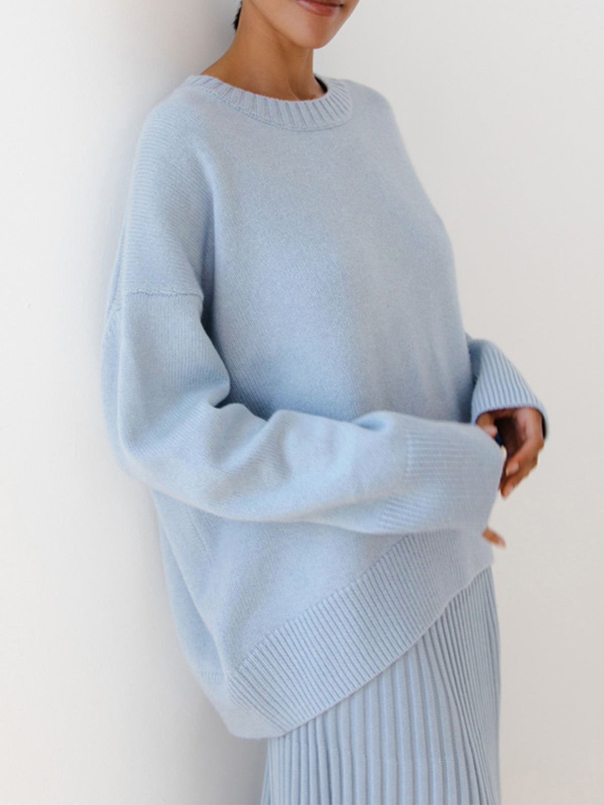 Biruvi | Women’s Oversized Crewneck Knit Sweater