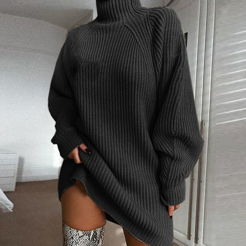 Biruvi | Women’s Roll Neck Sweater Oversized Warm Knit Jumper