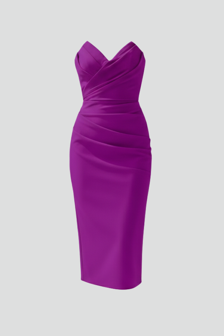 Tallulah | Strapless Ruched Midi Dress