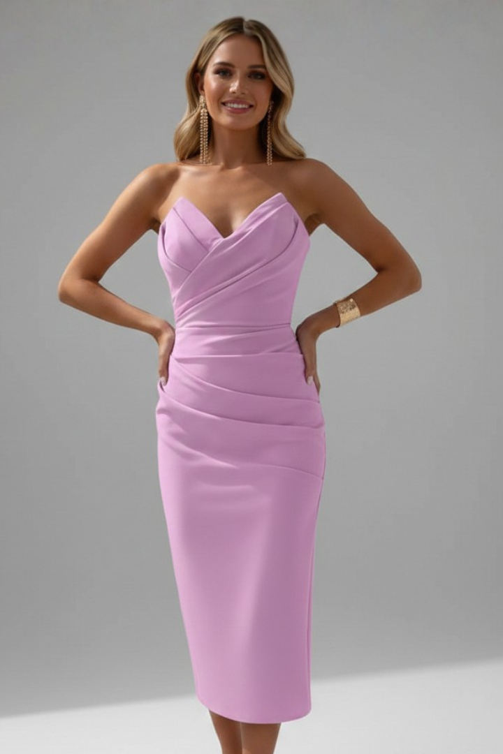 Tallulah | Strapless Ruched Midi Dress