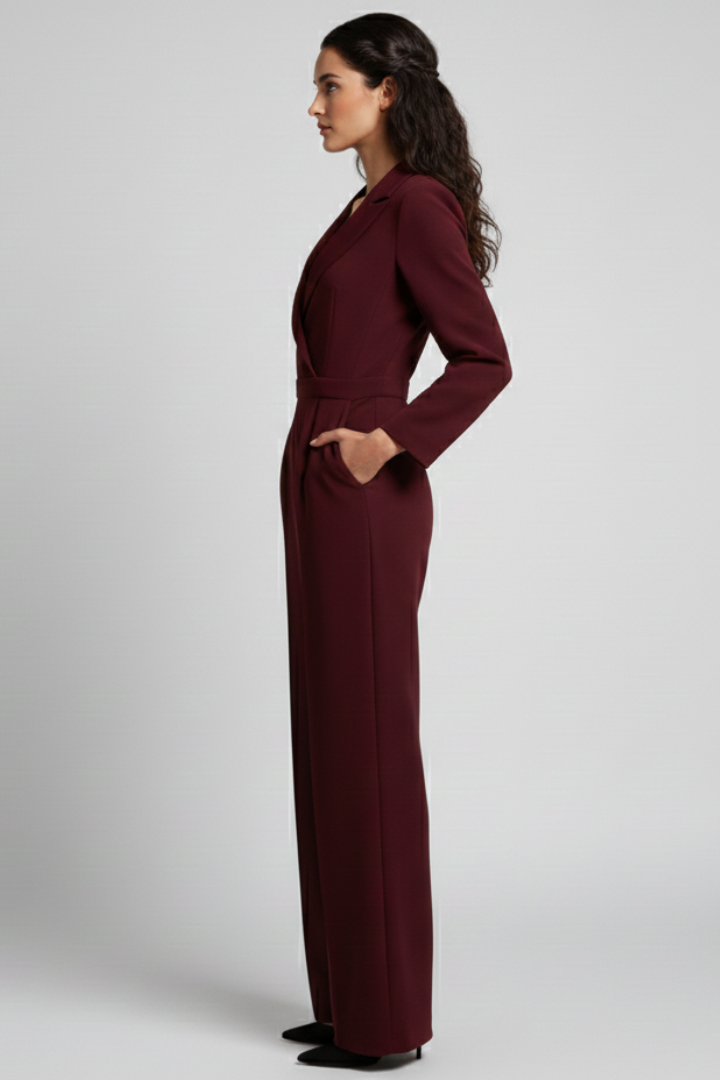 Evelyn | Tailored Wrap-Front Wide-Leg Jumpsuit