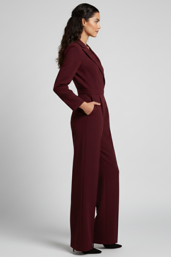 Evelyn | Tailored Wrap-Front Wide-Leg Jumpsuit