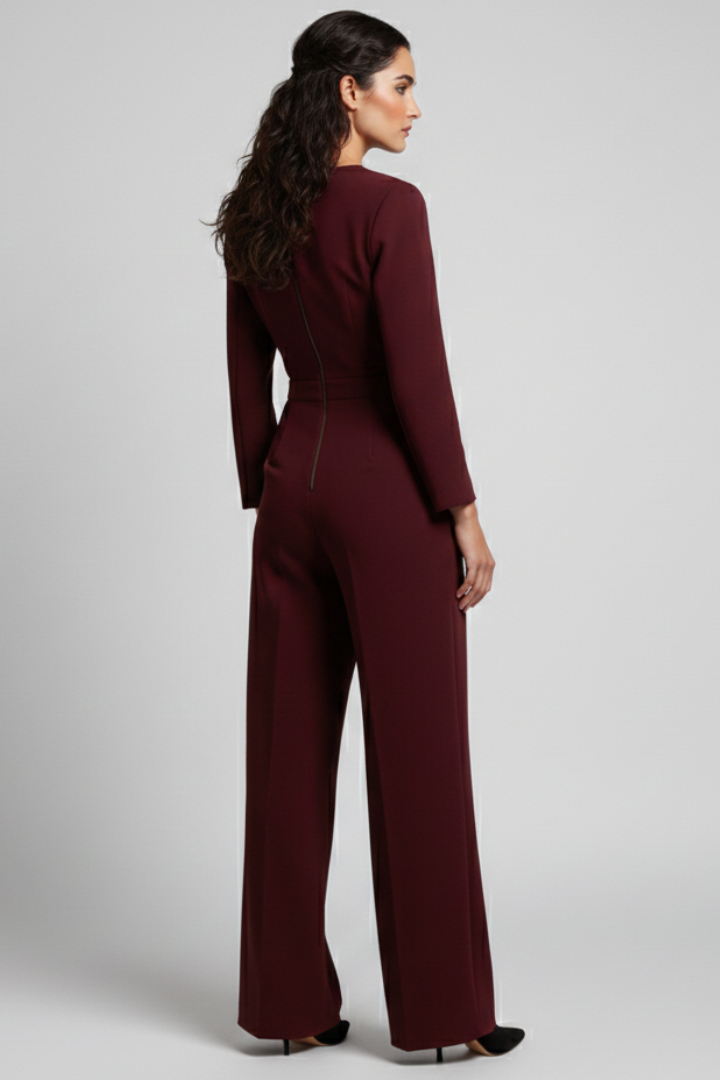 Evelyn | Tailored Wrap-Front Wide-Leg Jumpsuit