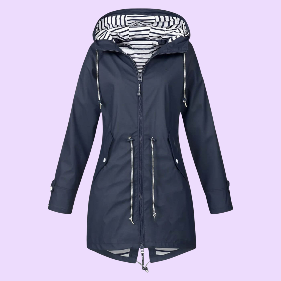 Biruvi | Women’s Waterproof Rain Jacket – Adjustable Waist & Lined Hood