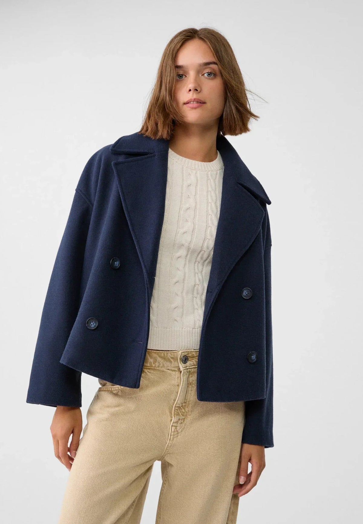 Biruvi | Women’s Double-Breasted Short Cropped Jacket