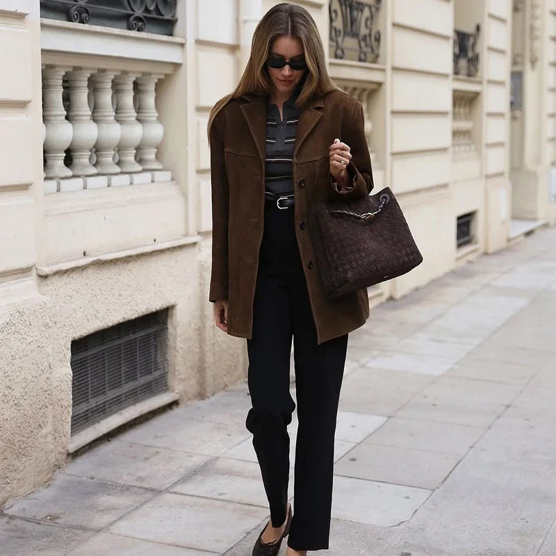 Biruvi | Women’s Vintage Brown PU Jacket