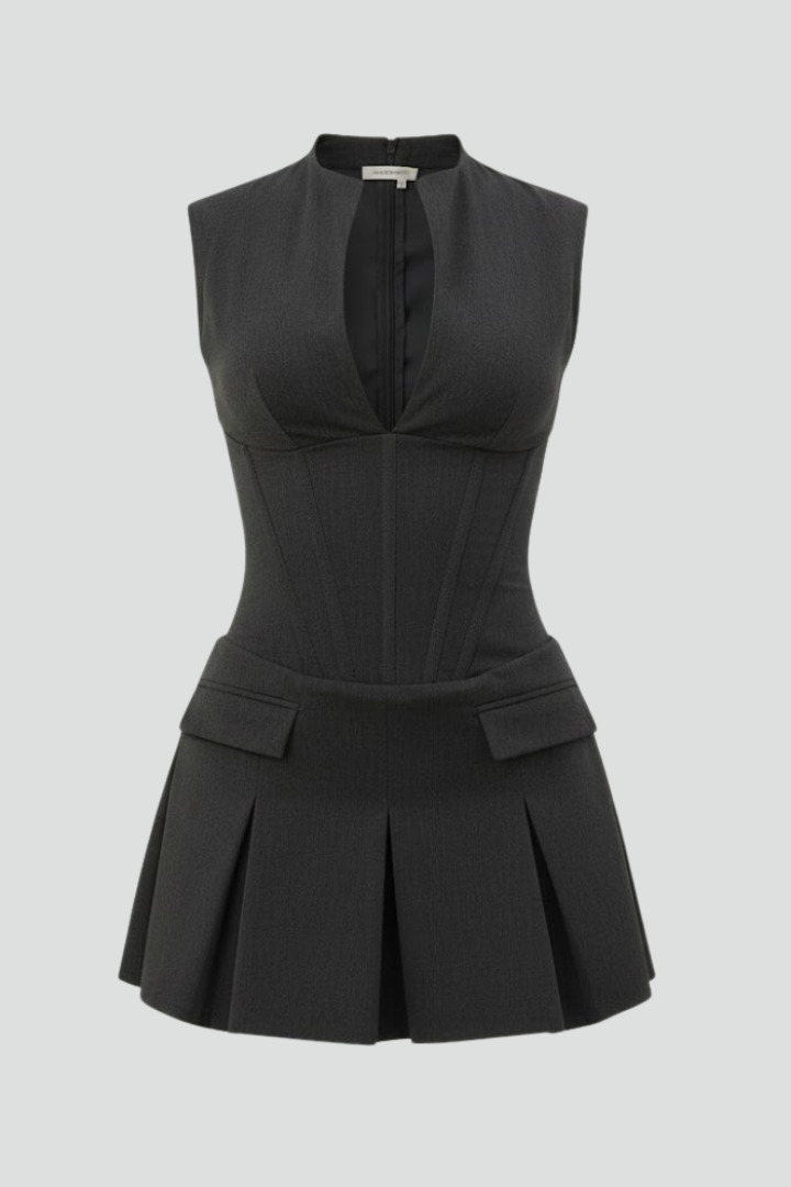 Aerin | Fitted Bodice Pleated Mini Dress