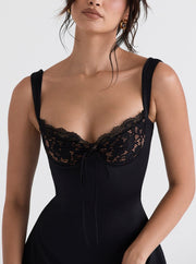 Aida | Fitted Satin Lace Mini Dress Concert Outfit