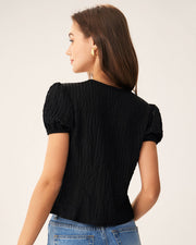Aimee | Puff Sleeve Jacquard Lace Blouse Mother of the Bride Outfits