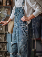 Alaric | Relaxed Fit Distressed Denim Overalls