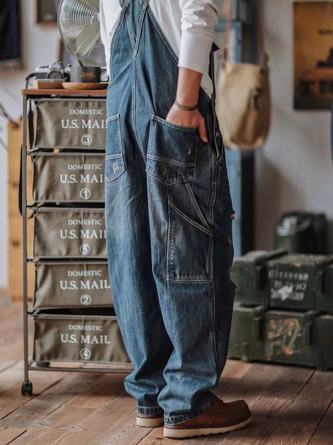 Alaric | Relaxed Fit Distressed Denim Overalls