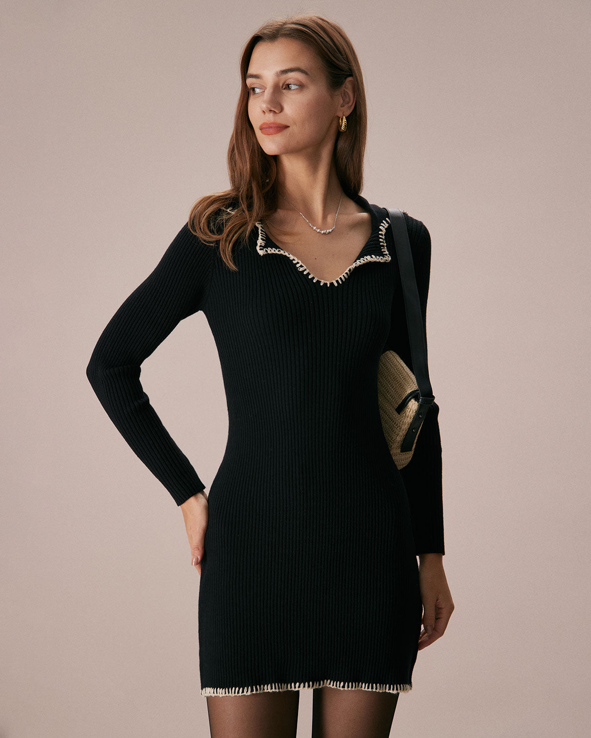 Arianna | Fitted V Neck Sweater Mini Dress Concert Outfit