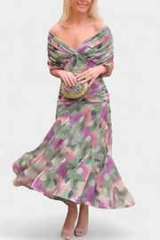 Blanche | V-Neck Floral Print A-Line Dress