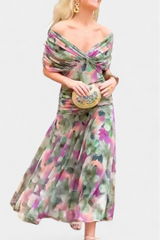 Blanche | V-Neck Floral Print A-Line Dress