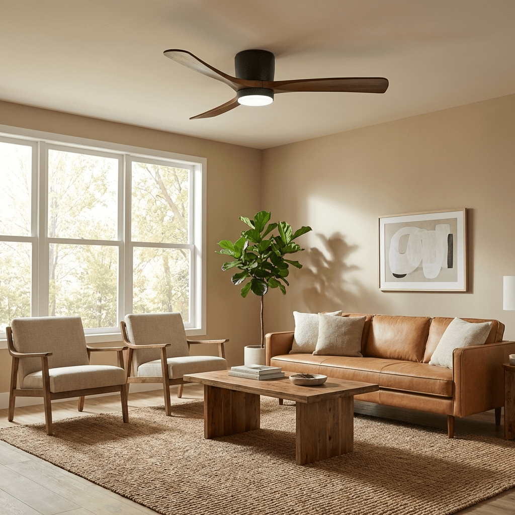 Brooklyn Nordic Wooden Ceiling Fan with Integrated Light – Ideal for Living Room or Bedroom