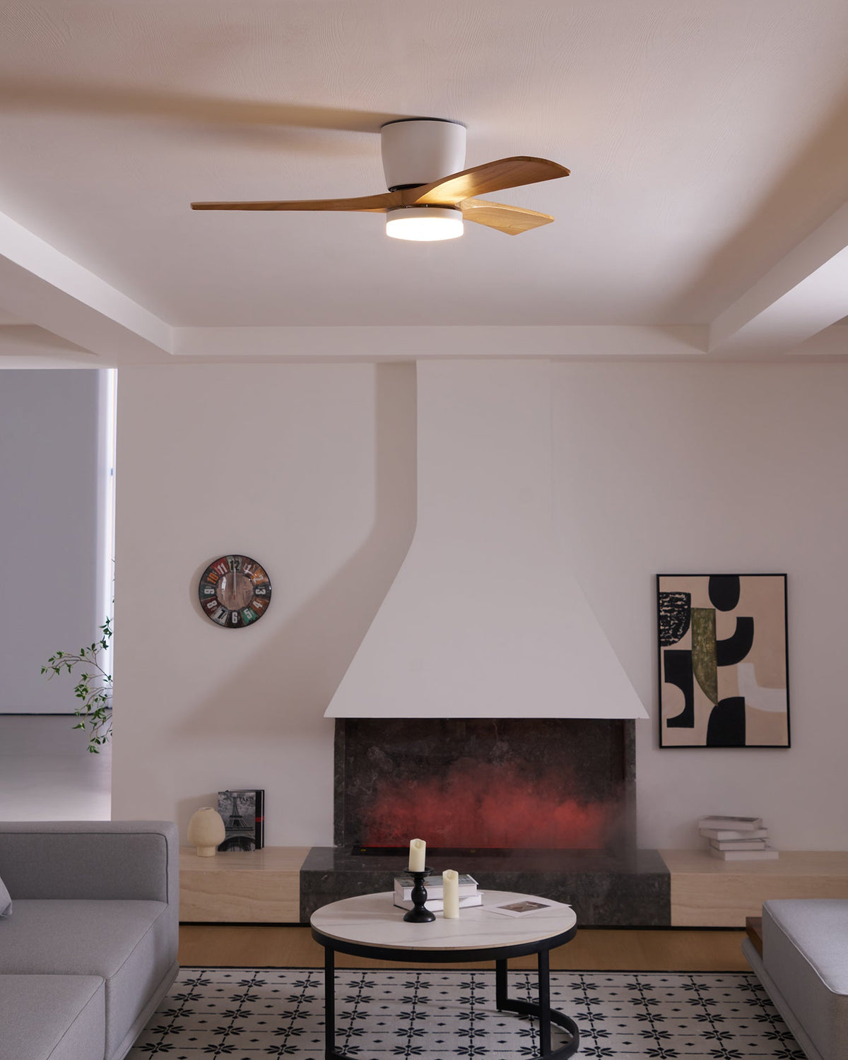 Brooklyn Nordic Wooden Ceiling Fan with Integrated Light – Ideal for Living Room or Bedroom