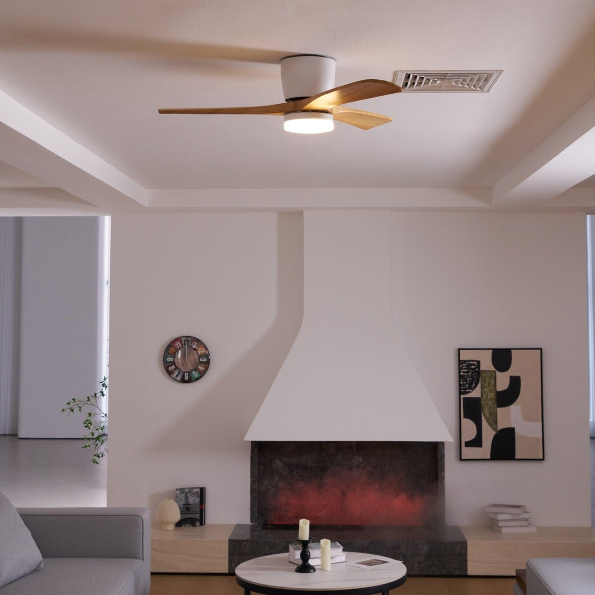 Brooklyn Nordic Wooden Ceiling Fan with Integrated Light – Ideal for Living Room or Bedroom