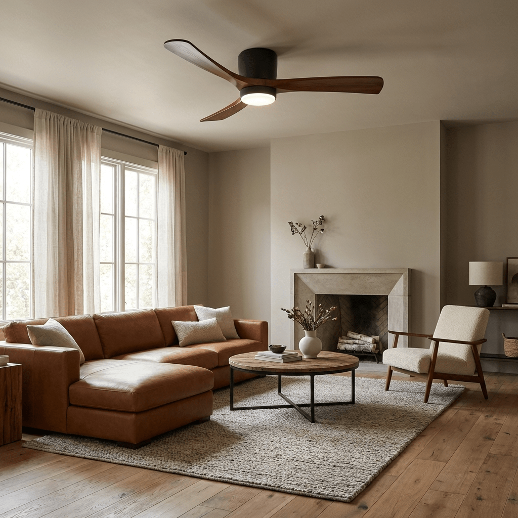 Brooklyn Nordic Wooden Ceiling Fan with Integrated Light – Ideal for Living Room or Bedroom