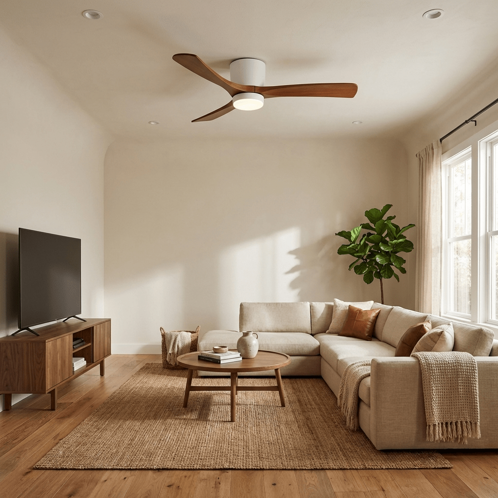 Brooklyn Nordic Wooden Ceiling Fan with Integrated Light – Ideal for Living Room or Bedroom
