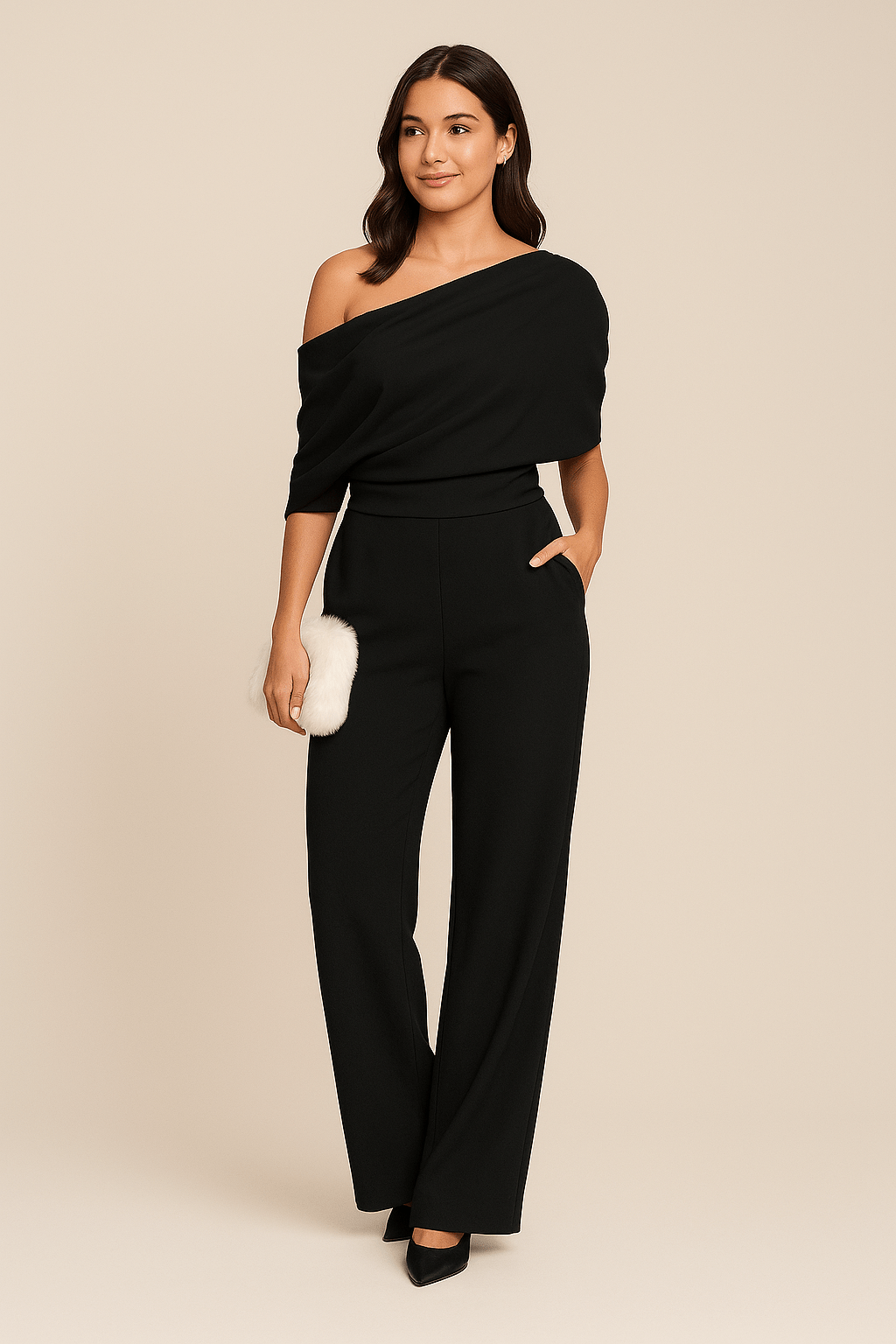 Cadence | Asymmetrical Neckline Tailored Jumpsuit