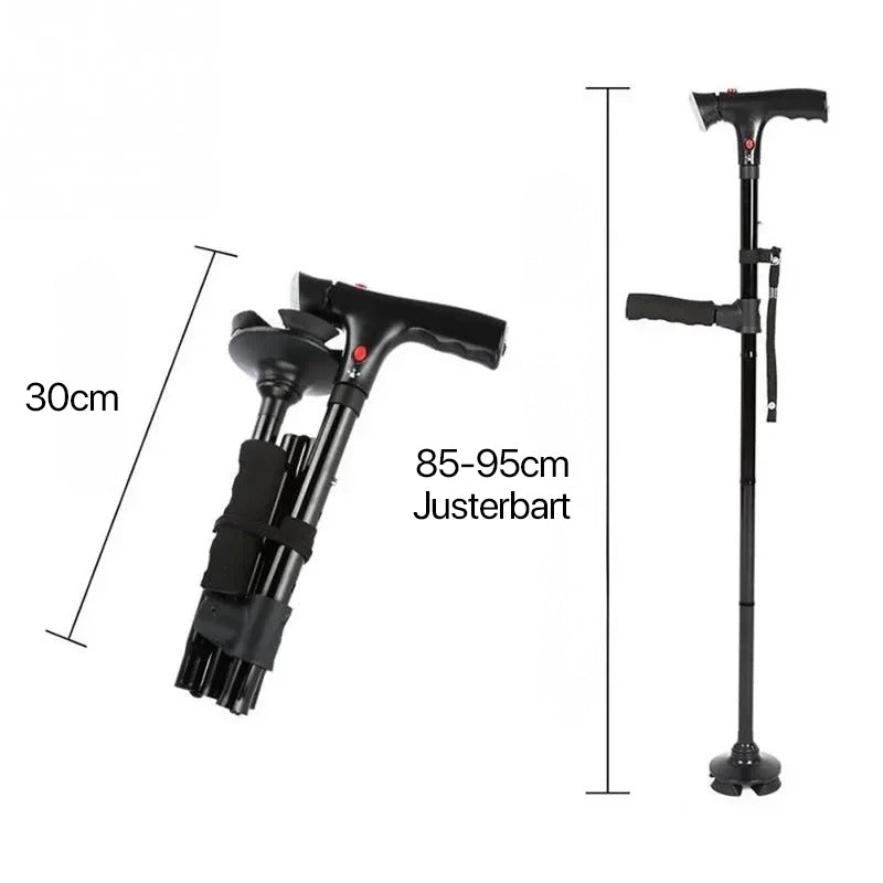 Cambridge | Folding Cane with Dual Handles, Alarm, and Light for Mobility Support and Safety