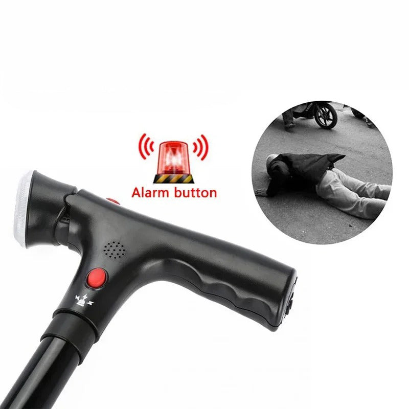 Cambridge | Folding Cane with Dual Handles, Alarm, and Light for Mobility Support and Safety