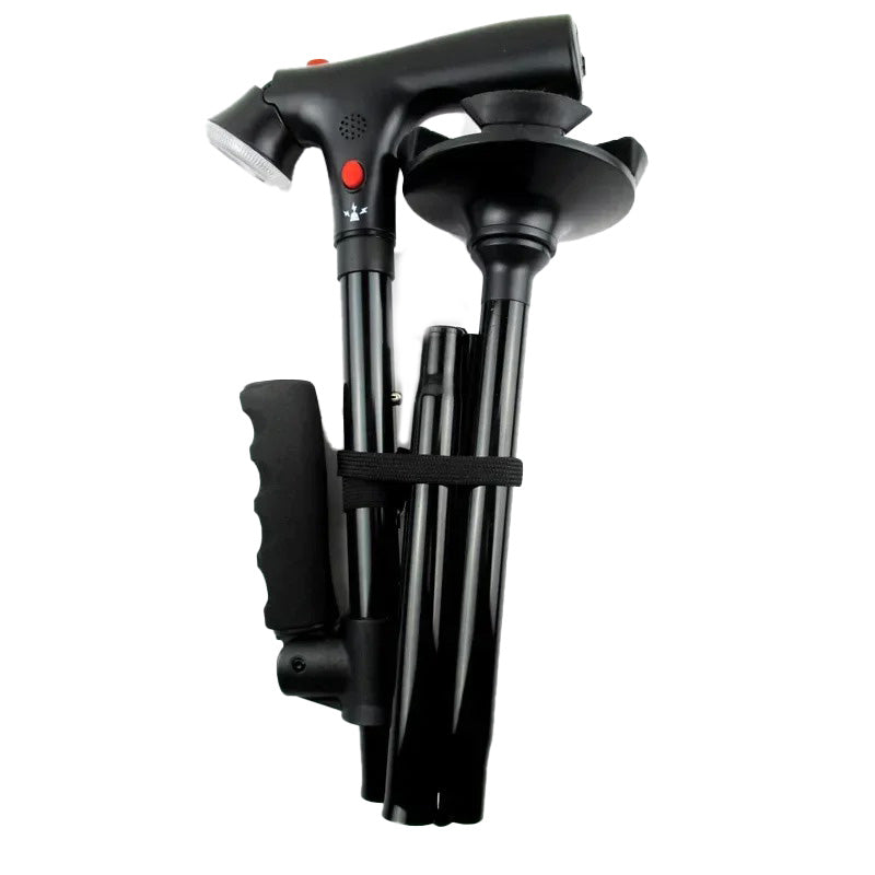 Cambridge | Folding Cane with Dual Handles, Alarm, and Light for Mobility Support and Safety