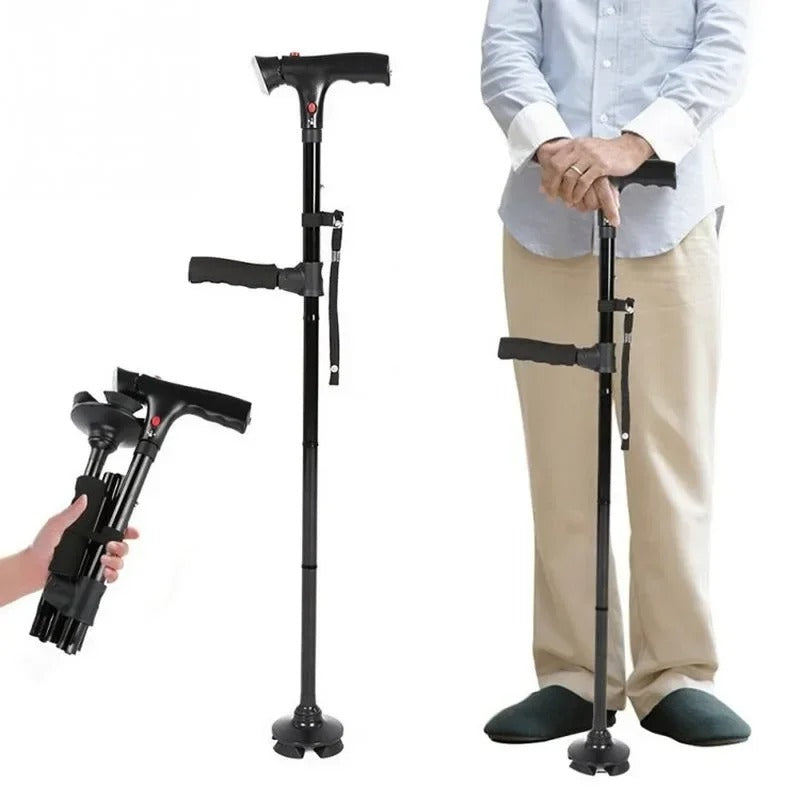 Cambridge | Folding Cane with Dual Handles, Alarm, and Light for Mobility Support and Safety