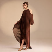 Camille | Pleated Poet Shoulder Mother of the Bride Dress
