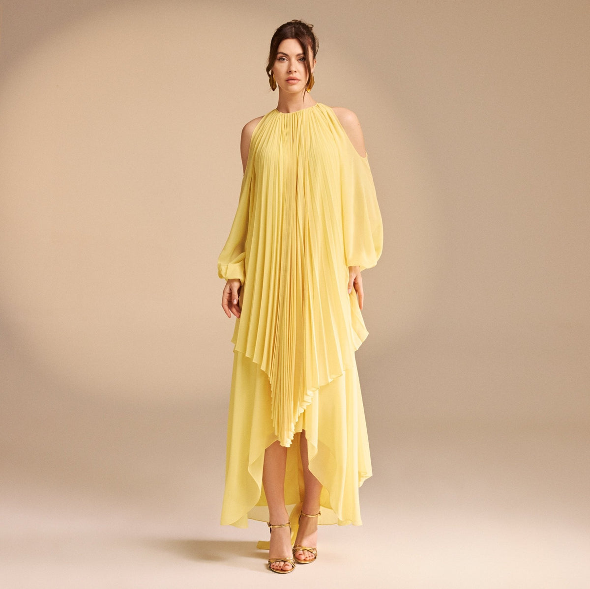 Camille | Pleated Poet Shoulder Mother of the Bride Dress