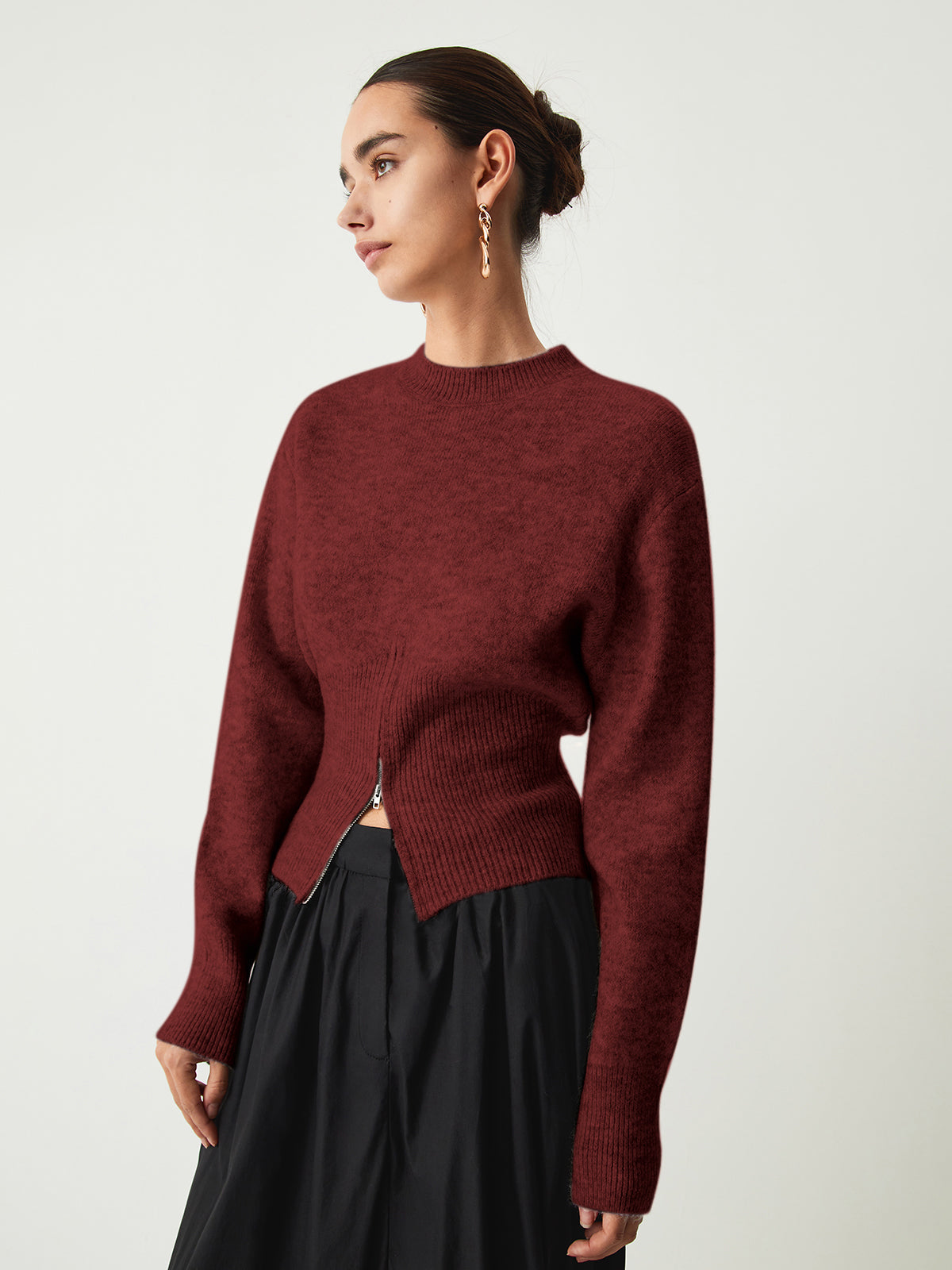 Camille | Relaxed Fit Half-Zip Fuzzy Sweater