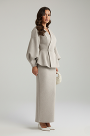 Carolina | V-Neck Tailored Blazer and Skirt Set