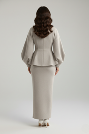 Carolina | V-Neck Tailored Blazer and Skirt Set