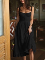 Celeste | Ruffle Hem Fitted Cotton Sundress