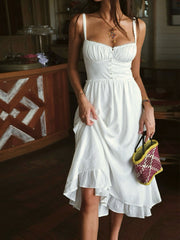 Celeste | Ruffle Hem Fitted Cotton Sundress