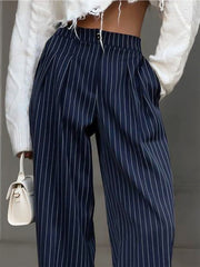 Charlotte | Pleated Pinstripe Wide-Leg Palazzo Trousers